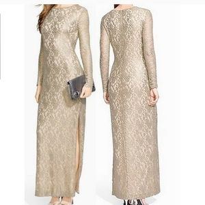 Ralph Lauren lace metallic evening dress